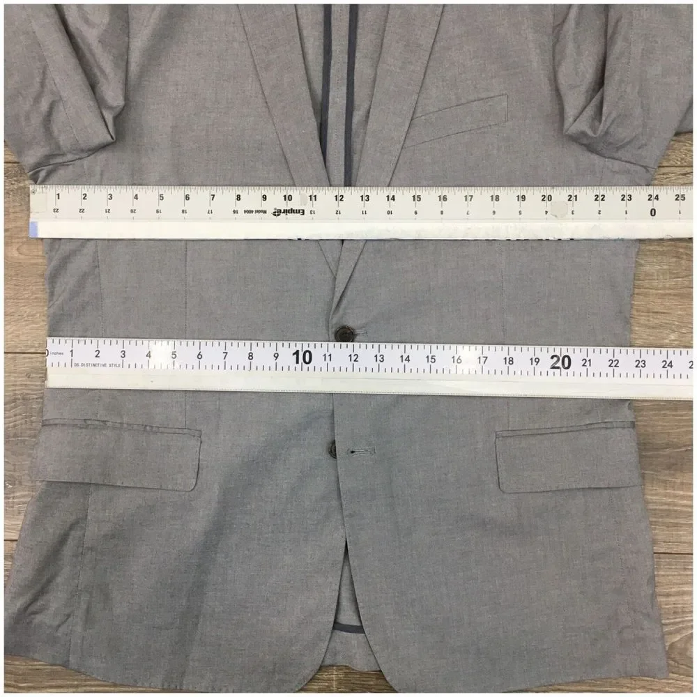 LAND'S END Mens Blazer Sport‎ Coat Casual Jacket Size 46R Gray Cotton Suit
